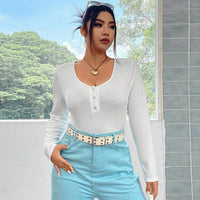 Women's Slim-fit Stretch Knit Long-sleeve Casual Versatile Top