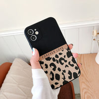 Splicing Leopard Print Straight Edge Personality Shockproof Soft Phone Case