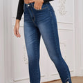 Foot-zip Tight-fitting Stretchy Denim Cropped Pants
