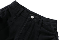 Denim Wide Leg Drawstring Design High Waisted Shorts
