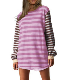 Women's Loose-fitting Casual Striped Hoodie