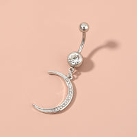 Moon With Diamonds Belly Button Ring
