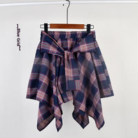 College Style Plaid Irregular Dance Skirt