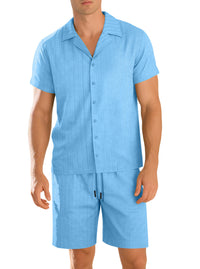 Mens Commuter Casual Button-Down Short-Sleeve Shirt Set