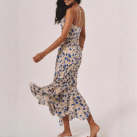 Beach-Style Waist-Cinching Elegant Floral Beach Slip Dress