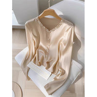 Early Autumn New Arrival French-style Elegant Champagne-colored Women's Shirt