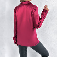 Springsummer Satin Shirt Long-sleeved Satin Top