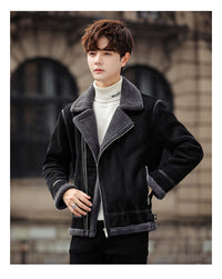 Men's Fleece-lined Thickening Trendy Fashionable Warm Jacket