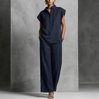 Women's Casual Cardigan Short-Sleeve Pants Set