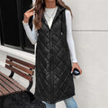 Mid-length Vest Dalin Plaid Hooded Sleeveless Coat