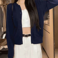College Style Knitted Cardigan Thin Wool Sweater
