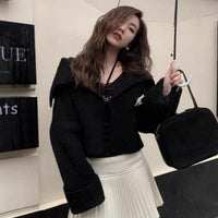 Large Lapel All-matching Cropped Sweater Coat