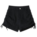 Denim Wide Leg Drawstring Design High Waisted Shorts