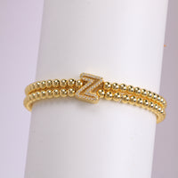 Copper-plated 18k Gold Zircon Bead Bracelet