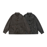 Men's Chinese Leather Jacket Vintage Coat