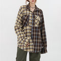 Womens Retro Patchwork Sun-Protective Designer All-Match Plaid Shirt