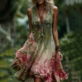 Womens Fashion Casual Printed Sleeveless Dress