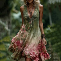 Womens Fashion Casual Printed Sleeveless Dress