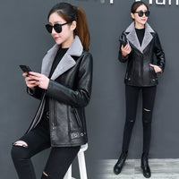Short Fur Plus Velvet Warm Leather Jacket