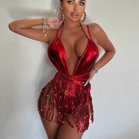 Nightclub Hot Girl Tassel One-piece Swimsuit