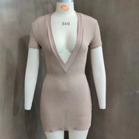 Sunscreen Women's High-Stretch Deep V-Neck Sexy Slimming Sheath Dress