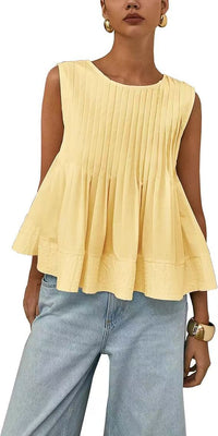 Pleated Slim-fit Loose Vest Shirt