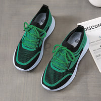 Women Sneakers Lace-up Mesh Green Black Sports Shoes