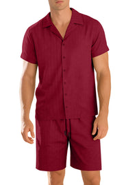 Mens Commuter Casual Button-Down Short-Sleeve Shirt Set