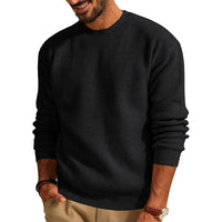 Waffle Round Neck Sweater Pullover Knitted Men's Casual Top