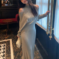 Vintage Soft Off-shoulder Womens Dress