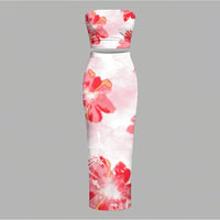Sexy Form-fitting Two-piece Set Featuring A Floral Bustier Top And A Midriff-baring Bodycon Skirt