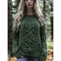 Womens Christmas Top Crew-neck Sweater In Faux Wool