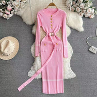 French-style Elegant Figure-flattering Crew-neck Dress