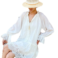 Long-Sleeve Elegant Holiday Tencel Linen Dress For Women