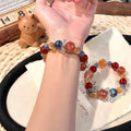 Summer Dopamine Faux Crystal Handmade Beaded Bracelet, Couple Style, Multi-Color Splicing, Skin-Brightening Versatile Hand Jewelry