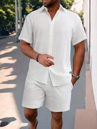 Shirt Casual Loose Short Sleeves Trousers Beach Suit