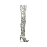 Women's High Heel Snakeskin Pointed Stiletto Heel Over The Knee Boots