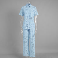 Lace Shirt Vest Long Pants Three Piece Set