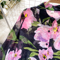 French Retro Tulle Floral Shirt For Women Summer