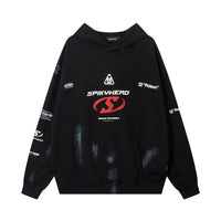 High Street American Inkjet Distressed Letters Printed Hoodie
