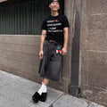 Hip Hop Ins Male Letter Denim Shorts