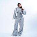 Womens Slim-fit Waist-cinching Hoodie And Drawstring Pants Two-piece Set