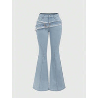 Punk-style Vintage Metal Heart-shaped Belt Frayed-edge Jeans