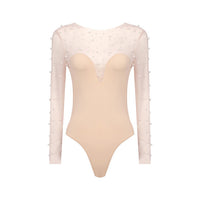Foam Mesh Top Jumpsuit Casual Suit