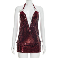 Womens Elegant And Sexy Sequined Backless Dress