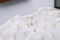 Children's Casual Printed Cotton Linen Short Sleeved Pants Set