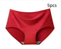 Non-Marking Underwear Women Ladies Ice Silk One-Piece Mid-Waist Large Size