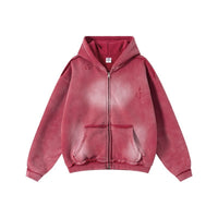 Hemmed Open-chest Zip-up Hoodie Top