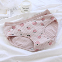 Plaid Strawberry Breathable Cotton Cute Women's Briefs Package Buttock Pure Cotton Crotch Mid-waist Ladies