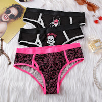 Women's Briefs Mid-waist Fashion Skull Print